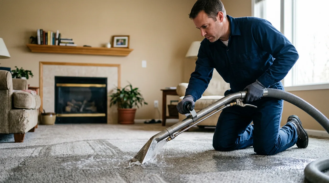 Water damage restoration technician working near Winslow, IL